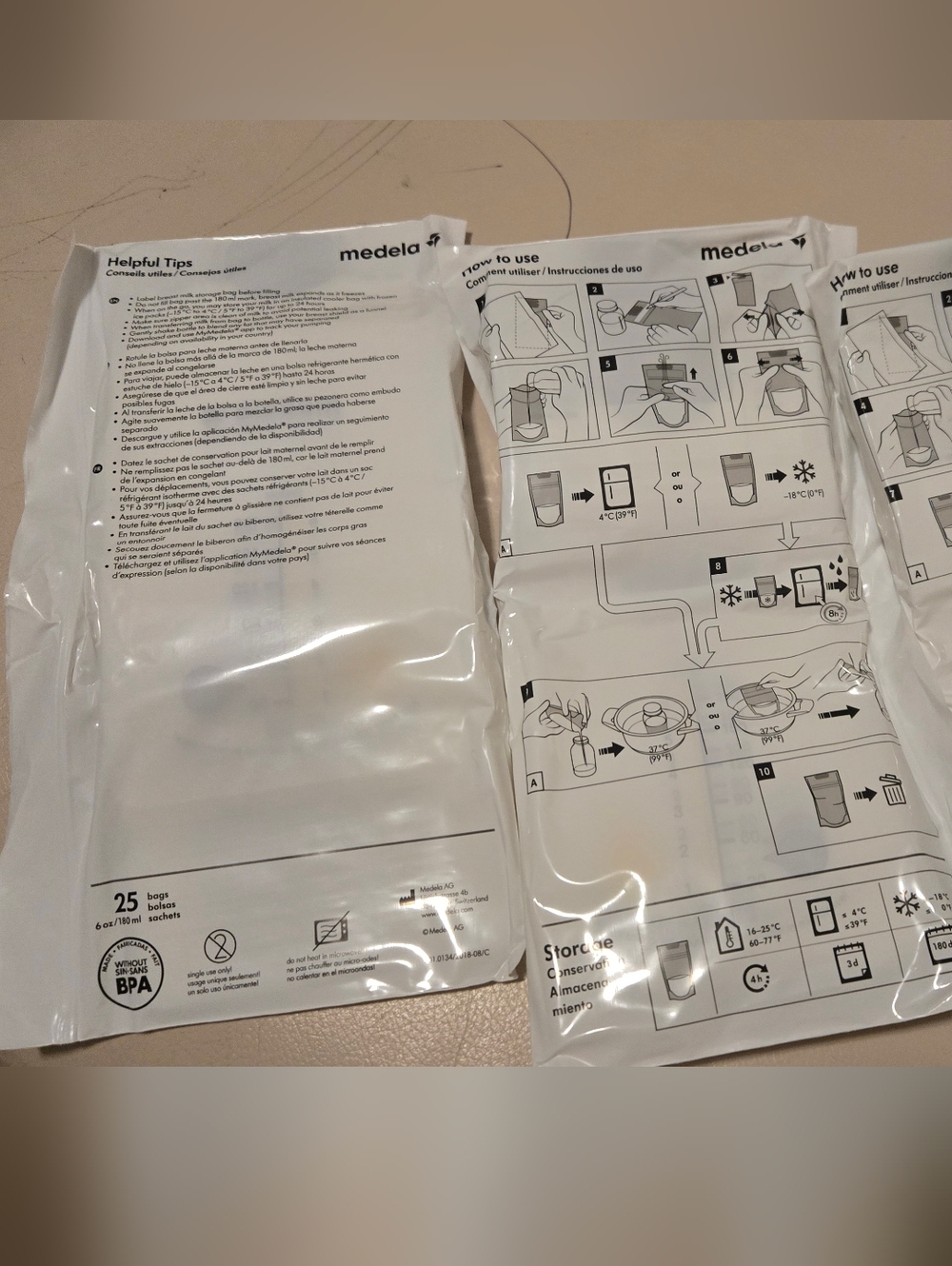 Medela Clear and White Breast Milk Storage Bags (75 Total) And Pump Accessories